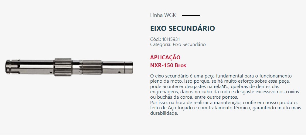 EIXO PINHAO NX 150 BROS 2006 ES