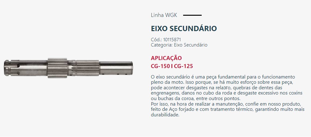 EIXO PINHAO TITAN 150 KS 2009