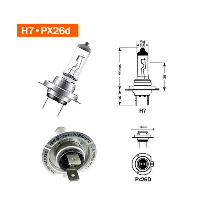 LAMPADA FAROL BIODO 12V 70W H7