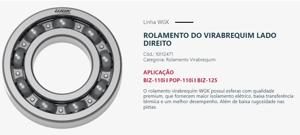 ROLAMENTO VIRABREQUIM  BIZ 125/110 POP 110  LD