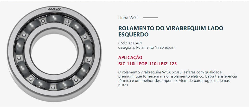 ROLAMENTO VIRABREQUIM  BIZ 125/110 POP 110  LE