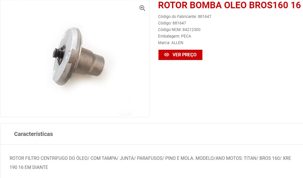 ROTOR FILTRO OLEO TITAN / NXR 160