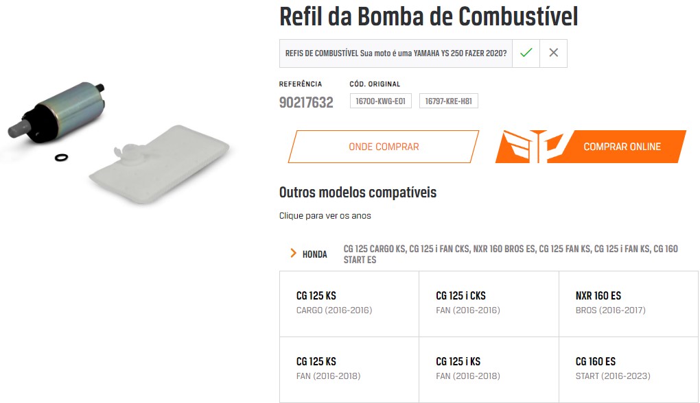 BOMBA COMBUST REFIL START 160 16/23