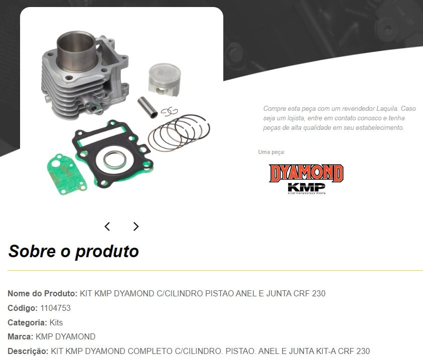 CILINDRO MOTOR CRF 230 KMP DYAMOND